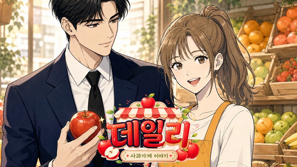 웹툰 작품 포스터 - 데일리 사과가게 이야기